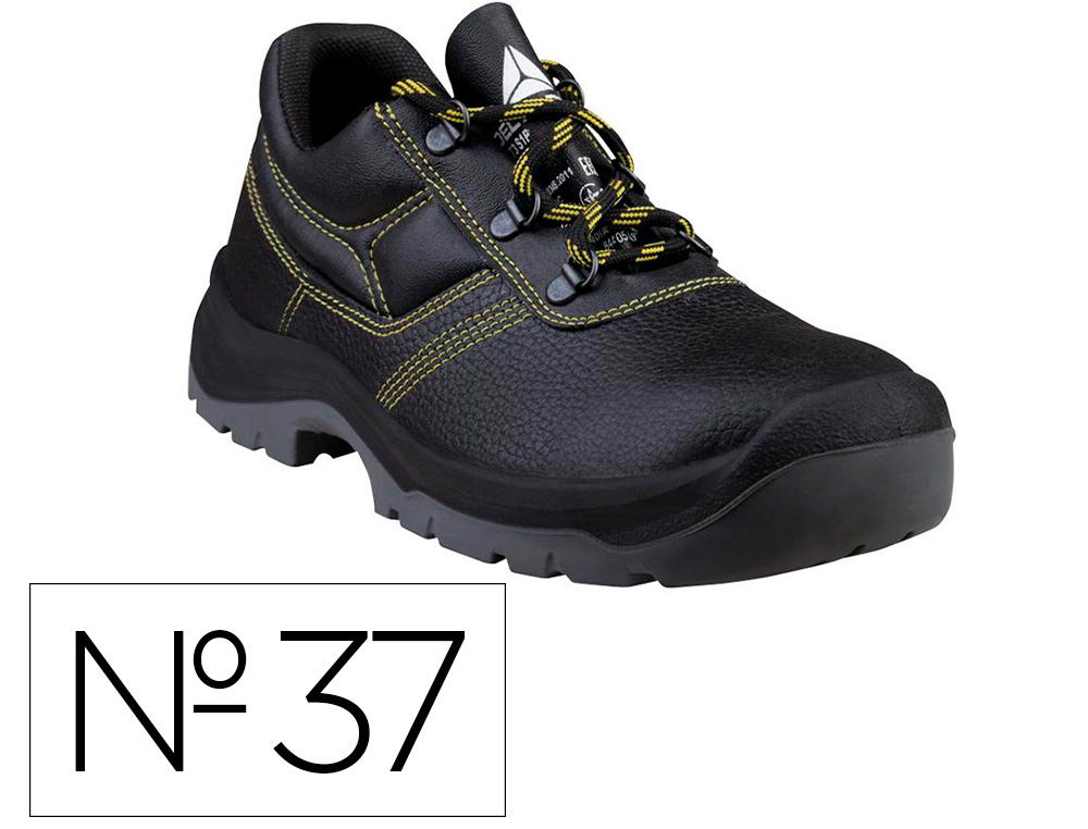 ZAPATOS DE SEGURIDAD DELTAPLUS PIEL CRUPON PIGMENTADA SUELA PU BI DENSIDAD COLOR NEGRO TALLA 37