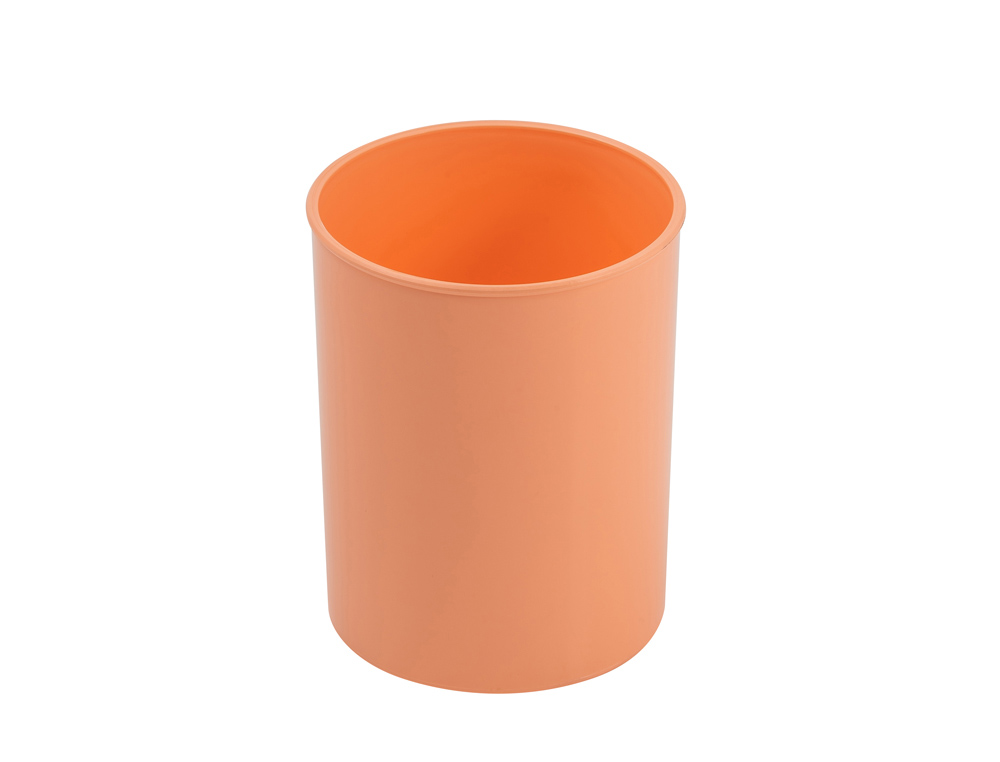 CUBILETE PORTALAPICES FAIBO PLASTICO COLOR NARANJA PASTEL 78 MM DIAMETRO X 100 MM ALTO