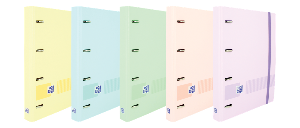 CARPETA CON RECAMBIO OXFORD EUROPEANBINDER LIVE&GO DIN A4+POLYFOAM 4 ANILLAS 35 MM CUADRO 5 MM COLORES PASTEL