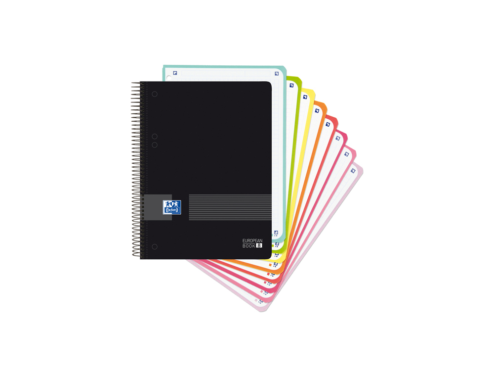CUADERNO ESPIRAL OXFORD LIVE & YOU EUROPEANBOOK 8 TAPA POLIPROPILENO DIN A5+ 160 HOJAS CUADRO 5 MM COLOR NEGRO