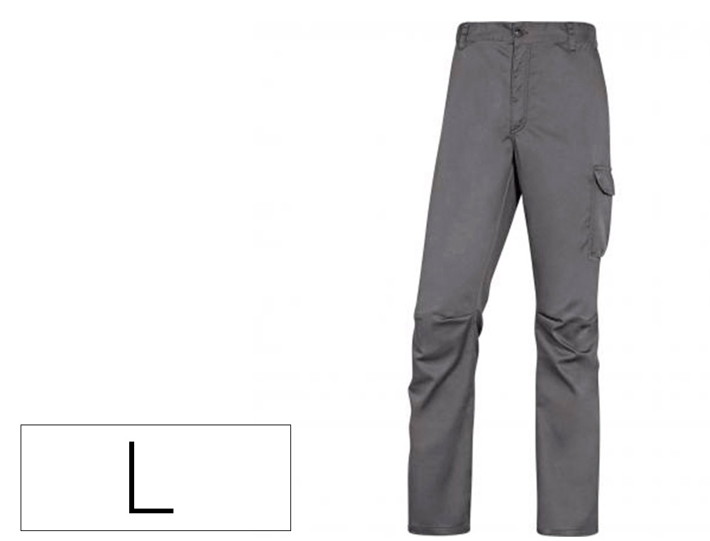 PANTALON DE TRABAJO DELTAPLUS CINTURA ELASTICA 5 BOLSILLOS COLOR GRIS / NEGRO TALLA L