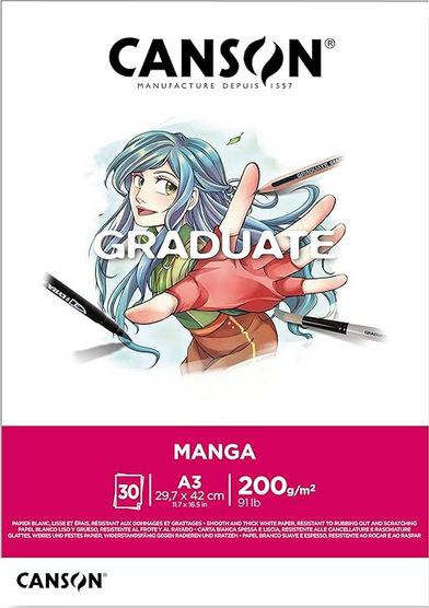 BLOC ENCOLADO CANSON GRADUATE MANGA A3 200G 30 HOJAS