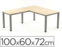 [2107AD01] ALA PARA MESA ROCADA SERIE EXECUTIVE 60X 100 CM DERECHA O IZQUIERDA ACABADO AD01 ALUMINIO/ HAYA