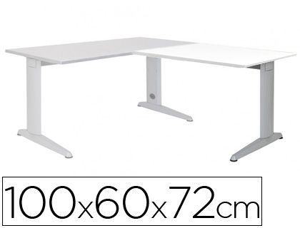 ALA PARA MESA ROCADA SERIE METAL 60X 100 CM DERECHA O IZQUIERDA ACABADO AC04 ALUMINIO/ BLANCO