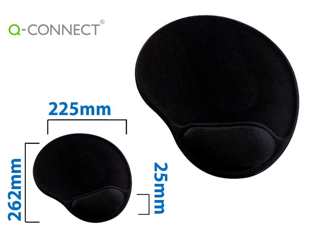 ALFOMBRILLA PARA RATON Q-CONNECT CON REPOSAMUÑECAS ERGONOMICA DE GEL GRIS OSCURO 262X225X25 MM