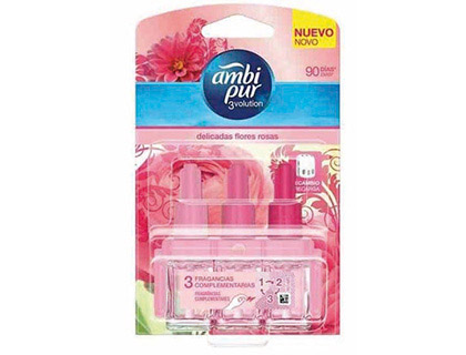 AMBIENTADOR AMBI PUR 3 VOLUTION DELICADAS FLORES ROSA RECAMBIO 21 ML