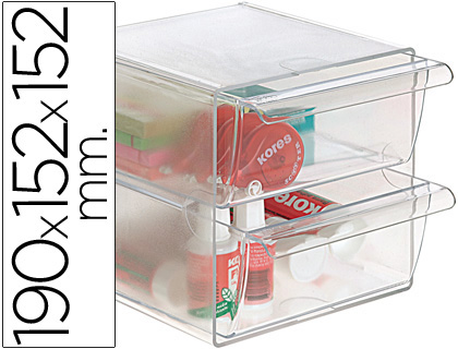 ARCHICUBO ARCHIVO 2000 2 CAJONES ORGANIZADOR MODULAR PLASTICO 190X152X152 MM INCLUYE 2 CLIPS DE SUJECION