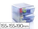 [6702 AZ TP] ARCHICUBO ARCHIVO 2000 2 CAJONES ORGANIZADOR MODULAR PLASTICO AZUL TRANSPARENTE 190X150X150 MM