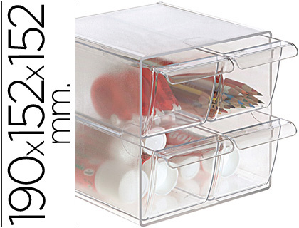 ARCHICUBO ARCHIVO 2000 4 CAJONES ORGANIZADOR MODULAR PLASTICO 190X150X150 MM INCLUYE 2 CLIPS DE SUJECION