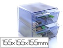 [6704 AZ TP] ARCHICUBO ARCHIVO 2000 4 CAJONES ORGANIZADOR MODULAR PLASTICO AZUL TRANSPARENTE 155X155X155 MM