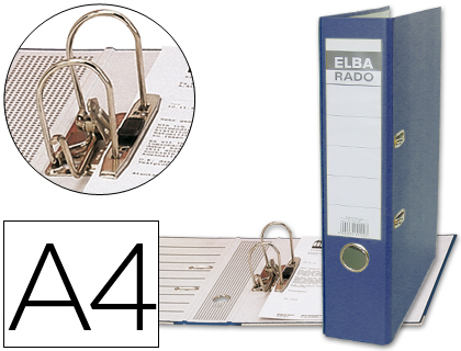 ARCHIVADOR DE PALANCA ELBA CARTON FORRADO DIN A4 AZUL LOMO DE 80 MM RADO PLAST