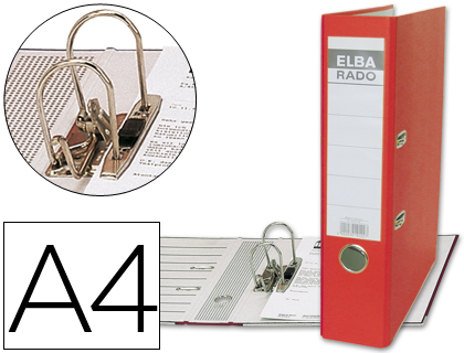 ARCHIVADOR DE PALANCA ELBA CARTON FORRADO DIN A4 ROJO LOMO DE 80 MM RADO PLAST