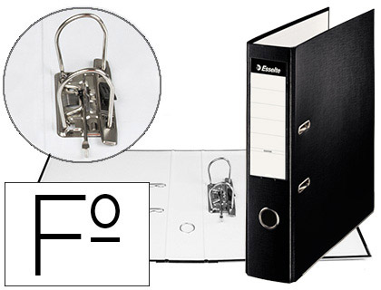 ARCHIVADOR DE PALANCA ESSELTE CARTON FORRADO PVC FOLIO LOMO DE 75 MM CON RADO NEGRO
