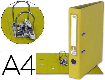 ARCHIVADOR DE PALANCA LIDERPAPEL A4 DOCUMENTA FORRADO PVC CON RADO LOMO 52MM AMARILLO COMPRESOR METALICO