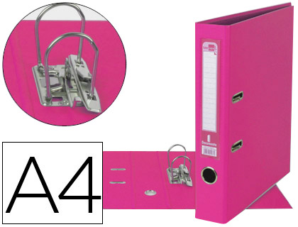 ARCHIVADOR DE PALANCA LIDERPAPEL A4 DOCUMENTA FORRADO PVC CON RADO LOMO 52 MM ROSA COMPRESOR METALICO