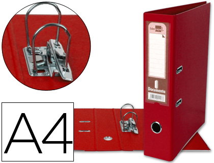 ARCHIVADOR DE PALANCA LIDERPAPEL A4 DOCUMENTA FORRADO PVC CON RADO LOMO 75MM ROJO COMPRESOR METALICO