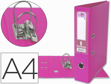 ARCHIVADOR DE PALANCA LIDERPAPEL A4 DOCUMENTA FORRADO PVC CON RADO LOMO 75 MM ROSA COMPRESOR METALICO
