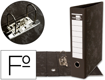 ARCHIVADOR DE PALANCA LIDERPAPEL FOLIO CARTON FORRADO SIN RADO LOMO 80MM NEGRO COMPRESOR METALICO