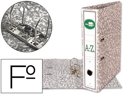 ARCHIVADOR DE PALANCA LIDERPAPEL FOLIO CLASSIC GREY CARTON ENTRECOLADO CON RADO LOMO 75MM GRIS COMPRESOR METALIC