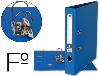 ARCHIVADOR DE PALANCA LIDERPAPEL FOLIO DOCUMENTA FORRADO PVC CON RADO LOMO 52 MM AZUL COMPRESOR METALICO