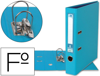 ARCHIVADOR DE PALANCA LIDERPAPEL FOLIO DOCUMENTA FORRADO PVC CON RADO LOMO 52 MM CELESTE COMPRESOR METALICO