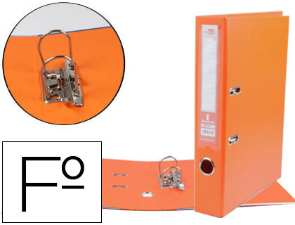 ARCHIVADOR DE PALANCA LIDERPAPEL FOLIO DOCUMENTA FORRADO PVC CON RADO LOMO 52 MM NARANJA COMPRESOR METALICO