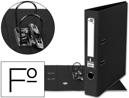 ARCHIVADOR DE PALANCA LIDERPAPEL FOLIO DOCUMENTA FORRADO PVC CON RADO LOMO 52 MM NEGRO COMPRESOR METALICO