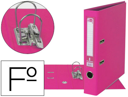 ARCHIVADOR DE PALANCA LIDERPAPEL FOLIO DOCUMENTA FORRADO PVC CON RADO LOMO 52 MM ROSA COMPRESOR METALICO