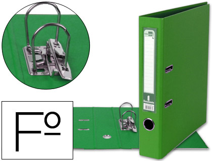 ARCHIVADOR DE PALANCA LIDERPAPEL FOLIO DOCUMENTA FORRADO PVC CON RADO LOMO 52 MM VERDE COMPRESOR METALICO
