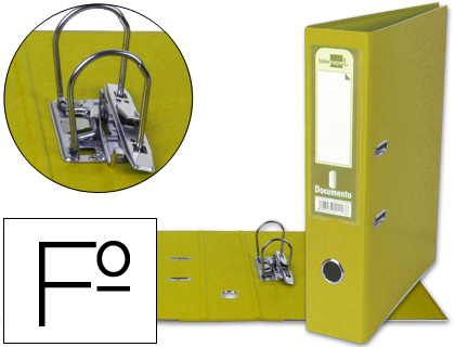 ARCHIVADOR DE PALANCA LIDERPAPEL FOLIO DOCUMENTA FORRADO PVC CON RADO LOMO 75MM AMARILLO COMPRESOR METALICO