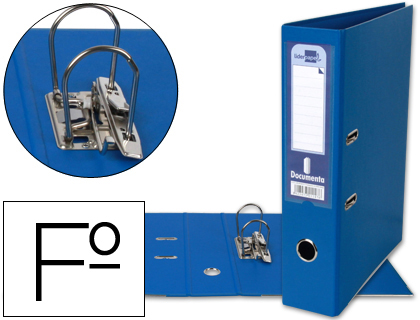 ARCHIVADOR DE PALANCA LIDERPAPEL FOLIO DOCUMENTA FORRADO PVC CON RADO LOMO 75MM AZUL COMPRESOR METALICO