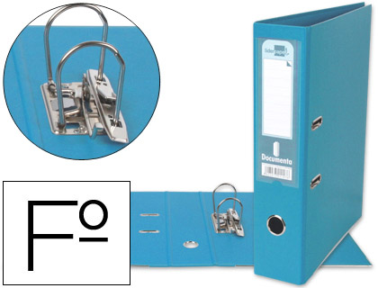 ARCHIVADOR DE PALANCA LIDERPAPEL FOLIO DOCUMENTA FORRADO PVC CON RADO LOMO 75 MM CELESTE COMPRESOR METALICO