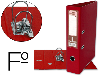 ARCHIVADOR DE PALANCA LIDERPAPEL FOLIO DOCUMENTA FORRADO PVC CON RADO LOMO 75MM ROJO COMPRESOR METALICO