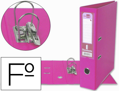ARCHIVADOR DE PALANCA LIDERPAPEL FOLIO DOCUMENTA FORRADO PVC CON RADO LOMO 75 MM ROSA COMPRESOR METALICO