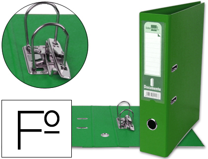 ARCHIVADOR DE PALANCA LIDERPAPEL FOLIO DOCUMENTA FORRADO PVC CON RADO LOMO 75MM VERDE COMPRESOR METALICO