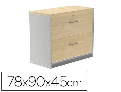 ARMARIO ROCADA CON DOS CAJONES SERIE STORE 78X90X45 CM ACABADO AN01 GRIS/HAYA