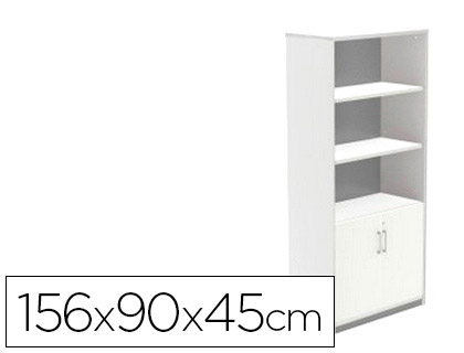 ARMARIO ROCADA CON DOS ESTANTES Y DOS PUERTAS INFERIORES SERIE STORE 156X90X45 CM ACABADO AW04