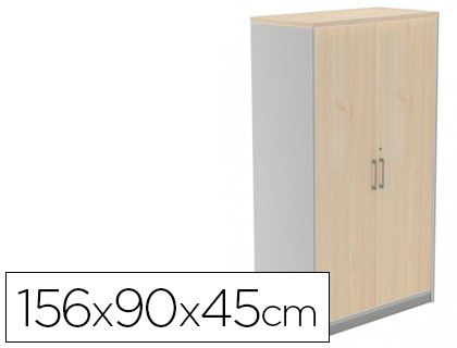ARMARIO ROCADA CON TRES ESTANTES Y DOS PUERTAS ENTERAS SERIE STORE 156X90X45 CM ACABADO AN01 GRIS/HAYA