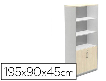 ARMARIO ROCADA CON TRES ESTANTES Y DOS PUERTAS INFERIORES SERIE STORE 195X90X45 CM ACABADO AW04