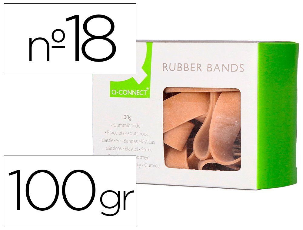 BANDAS ELASTICAS Q-CONNECT 100 GR 180 X 16 MM NUMERO 18