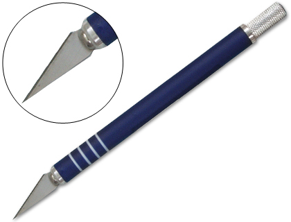 BISTURI Q-CONNECT METALICO ALEACION DE ALUMINIO CON GOMA - 5 CUCHILLAS DE REPUESTO - BLISTER 1 UNIDAD