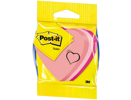 BLISTER PAPELERIA 3M 2007H CUBO DE NOTAS POST-IT TROQUELADO CORAZON 3 COLORES NEON