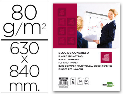 BLOC CONGRESO LIDERPAPEL LISO 63X84CM 50 HOJAS 80G/M2