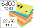 [FT510283557 (L655-N)] BLOC DE NOTAS ADHESIVAS QUITA Y PON POST-IT 76X127 MM NEON PACK DE 6 BLOCS SURTIDO