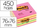 [FT510093204] BLOC DE NOTAS ADHESIVAS QUITA Y PON POST-IT 76X76 MM CUBO COLOR ROSA NEON 450 HOJAS