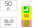 [KF01224] BLOC DE NOTAS ADHESIVAS QUITA Y PON Q-CONNECT 40X50 MM NEON PACK DE 3 UNIDADES CON 50 HOJAS POR COLOR