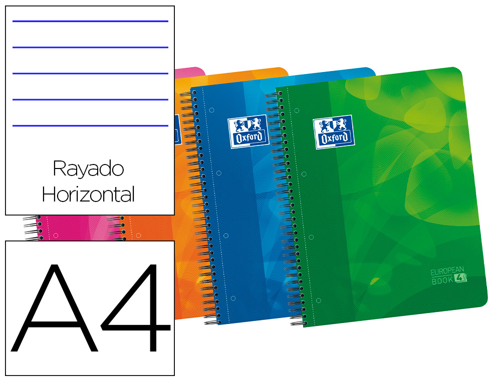 BLOC ESPIRAL OXFORD TAPA POLIPROPILENO MICROPERFORADO DIN A4 120 HOJAS 90 GR HORIZONTAL