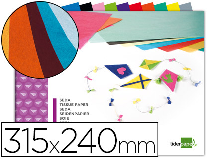 BLOC TRABAJOS MANUALES LIDERPAPEL SEDA 240X315MM 10 HOJAS COLORES SURTIDOS