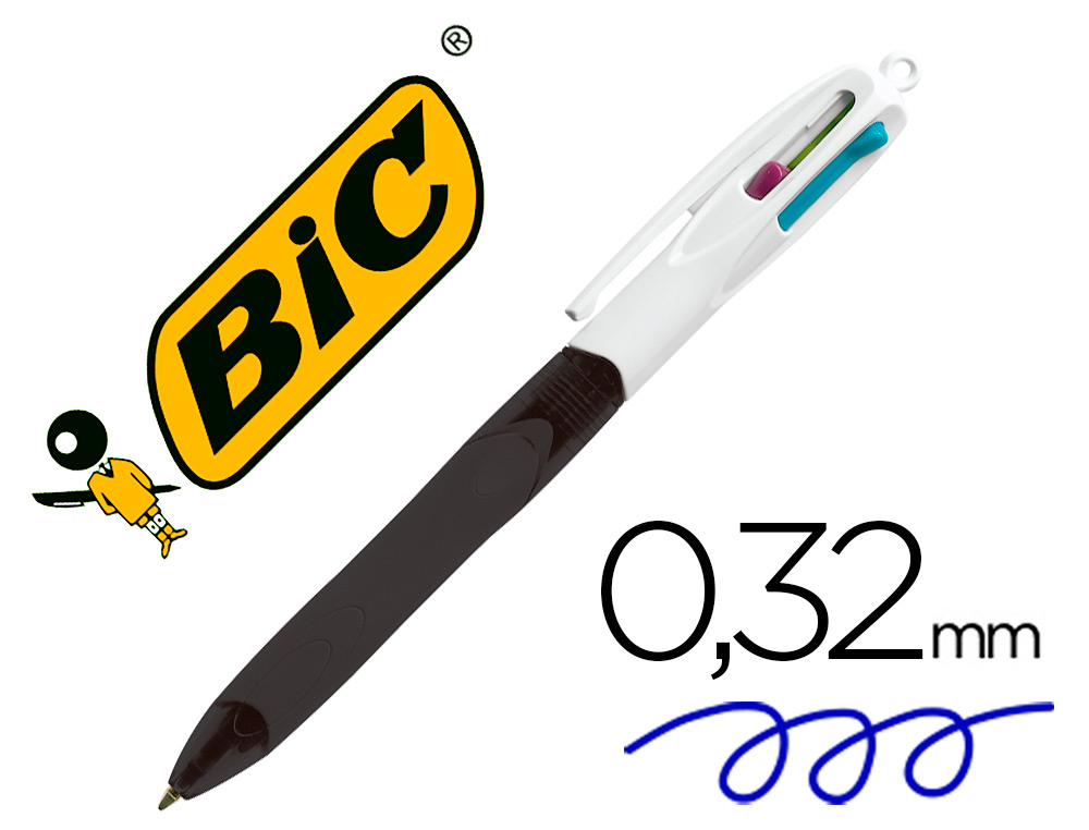 BOLIGRAFO BIC CUATRO COLORES CON GRIP COLORE NEGRO PUNTA 1,3 MM