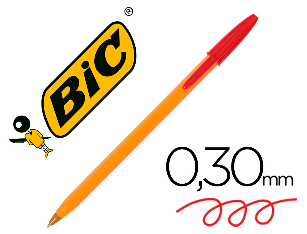 BOLIGRAFO BIC NARANJA FINE ORIGINAL ROJO
